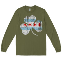 Army Green irish chicago flag shamrock Long Sleeve Tee - artisFamous