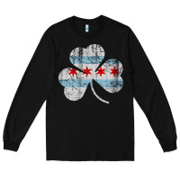 Black irish chicago flag shamrock Long Sleeve Tee - artisFamous
