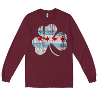 Irish Chicago Flag Shamrock Long Sleeve Tee | Teevron