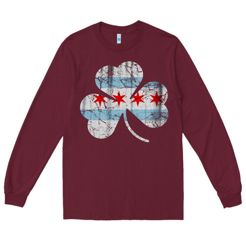 Irish Chicago Flag Shamrock Long Sleeve Tee by artisFamous | Teevron