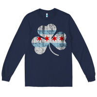 Navy irish chicago flag shamrock Long Sleeve Tee - artisFamous