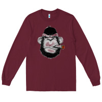 Burgundy Monkey Smoking Long Sleeve Tee - artisFamous