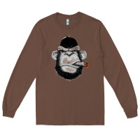 Chestnut Monkey Smoking Long Sleeve Tee - artisFamous