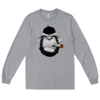 Heather Grey Monkey Smoking Long Sleeve Tee - artisFamous