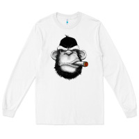White Monkey Smoking Long Sleeve Tee - artisFamous