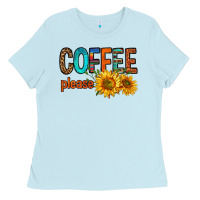 Baby Blue coffee please western doodle letters Ladies Tee - FaDigitalArtStudio
