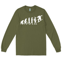 Army Green Snowboarding Evolution | Snowboard Mountain Winter Long Sleeve Tee - artisFamous