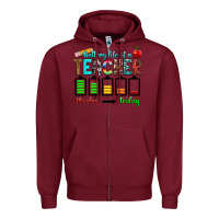 Burgundy battery life of a teacher monday friday Zipper Hoodie - RanaPortraitStore