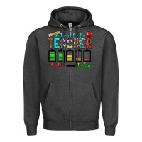 Charcoal Heather battery life of a teacher monday friday Zipper Hoodie - RanaPortraitStore