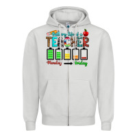 Dove Grey battery life of a teacher monday friday Zipper Hoodie - RanaPortraitStore