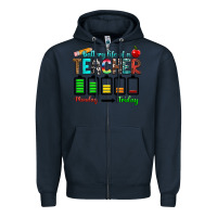 Navy battery life of a teacher monday friday Zipper Hoodie - RanaPortraitStore