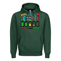 Sports Green battery life of a teacher monday friday Zipper Hoodie - RanaPortraitStore