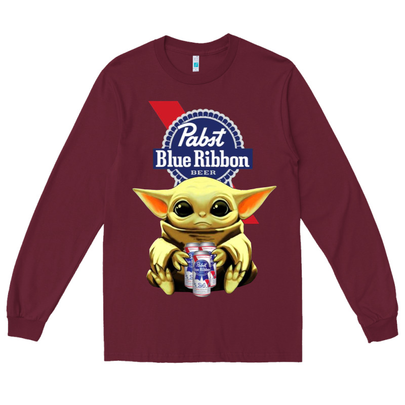 Baby Yoda Hugs Pabst Blue Ribbon Beer Long Sleeve Tee by artisFamous | Teevron