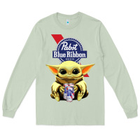 Matcha Baby Yoda Hugs Pabst Blue Ribbon Beer Long Sleeve Tee - artisFamous