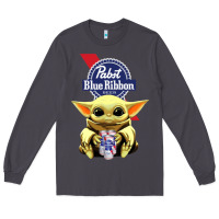 Smoke Baby Yoda Hugs Pabst Blue Ribbon Beer Long Sleeve Tee - artisFamous