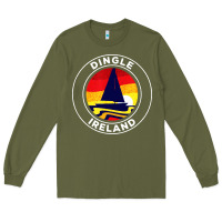 Army Green dingle ireland vintage sailboat 70s retro sunset Long Sleeve Tee - artisFamous