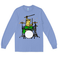 Colony Blue drummer cat music lover musician playing the drums Long Sleeve Tee - artisFamous