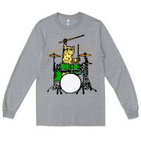 Heather Grey drummer cat music lover musician playing the drums Long Sleeve Tee - artisFamous