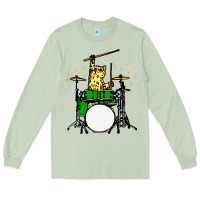 Matcha drummer cat music lover musician playing the drums Long Sleeve Tee - artisFamous