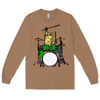 Toasted Coconut drummer cat music lover musician playing the drums Long Sleeve Tee - artisFamous