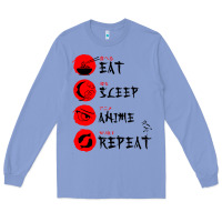 Colony Blue eat sleep anime repeat japanese Long Sleeve Tee - artisFamous