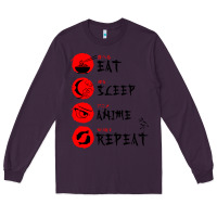 Plum eat sleep anime repeat japanese Long Sleeve Tee - artisFamous