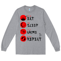 Heather Grey eat sleep anime repeat japanese Long Sleeve Tee - artisFamous