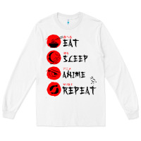 White eat sleep anime repeat japanese Long Sleeve Tee - artisFamous