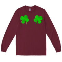 Burgundy four leaf clover Long Sleeve Tee - artisFamous