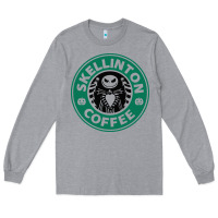Heather Grey skeleton coffee halloween Long Sleeve Tee - artisFamous