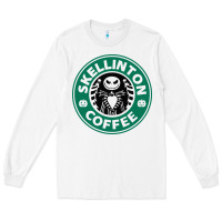 White skeleton coffee halloween Long Sleeve Tee - artisFamous