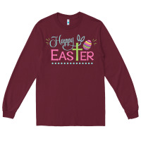 Burgundy happy easter Long Sleeve Tee - artisFamous