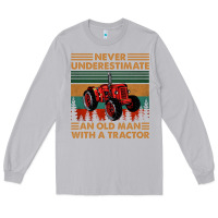 Moon Dust never underestimate an old man with a tractor retro vintage Long Sleeve Tee - artisFamous