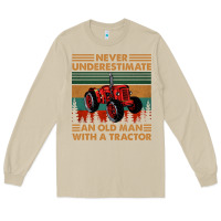 Mushroom never underestimate an old man with a tractor retro vintage Long Sleeve Tee - artisFamous