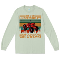 Matcha never underestimate an old man with a tractor retro vintage Long Sleeve Tee - artisFamous