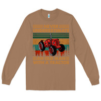 Toasted Coconut never underestimate an old man with a tractor retro vintage Long Sleeve Tee - artisFamous