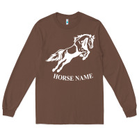 Chestnut Personalised Horse Printed Equestrian Riding Cob Jumping Rider Horse Long Sleeve Tee - artisFamous