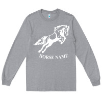 Heather Grey Personalised Horse Printed Equestrian Riding Cob Jumping Rider Horse Long Sleeve Tee - artisFamous