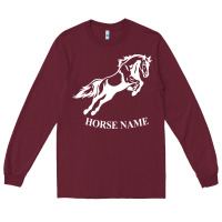 Burgundy Personalised Horse Printed Equestrian Riding Cob Jumping Rider Horse Long Sleeve Tee - artisFamous