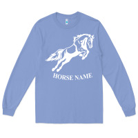 Colony Blue Personalised Horse Printed Equestrian Riding Cob Jumping Rider Horse Long Sleeve Tee - artisFamous