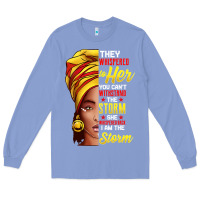 Colony Blue black history month shirt african woman afro i am the storm t shirt Long Sleeve Tee - artisFamous