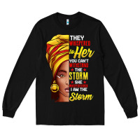 Black black history month shirt african woman afro i am the storm t shirt Long Sleeve Tee - artisFamous