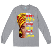 Heather Grey black history month shirt african woman afro i am the storm t shirt Long Sleeve Tee - artisFamous
