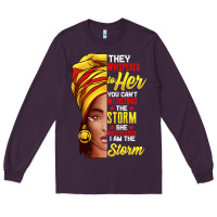 Plum black history month shirt african woman afro i am the storm t shirt Long Sleeve Tee - artisFamous