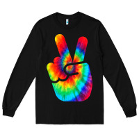 Black cool peace hand tie dye t shirt for boys and girls Long Sleeve Tee - artisFamous