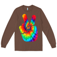Chestnut cool peace hand tie dye t shirt for boys and girls Long Sleeve Tee - artisFamous