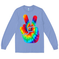Colony Blue cool peace hand tie dye t shirt for boys and girls Long Sleeve Tee - artisFamous
