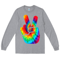 Heather Grey cool peace hand tie dye t shirt for boys and girls Long Sleeve Tee - artisFamous