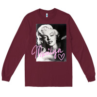 Burgundy monroe black and white pink handwriting t shirt Long Sleeve Tee - artisFamous