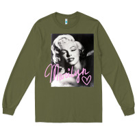 Army Green monroe black and white pink handwriting t shirt Long Sleeve Tee - artisFamous